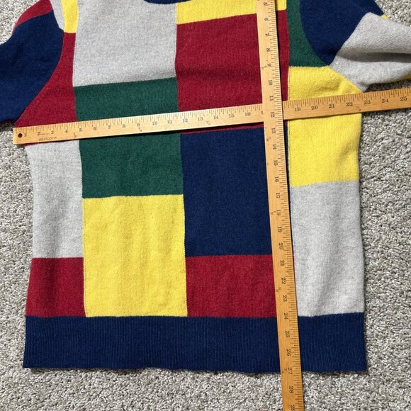 Brooks Brothers Mens Sz L English Lambswool Multicolor Patchwork Sweater - Picture 8 of 9